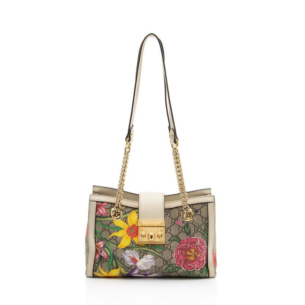 Gucci GG Supreme Flora Padlock Small Tote